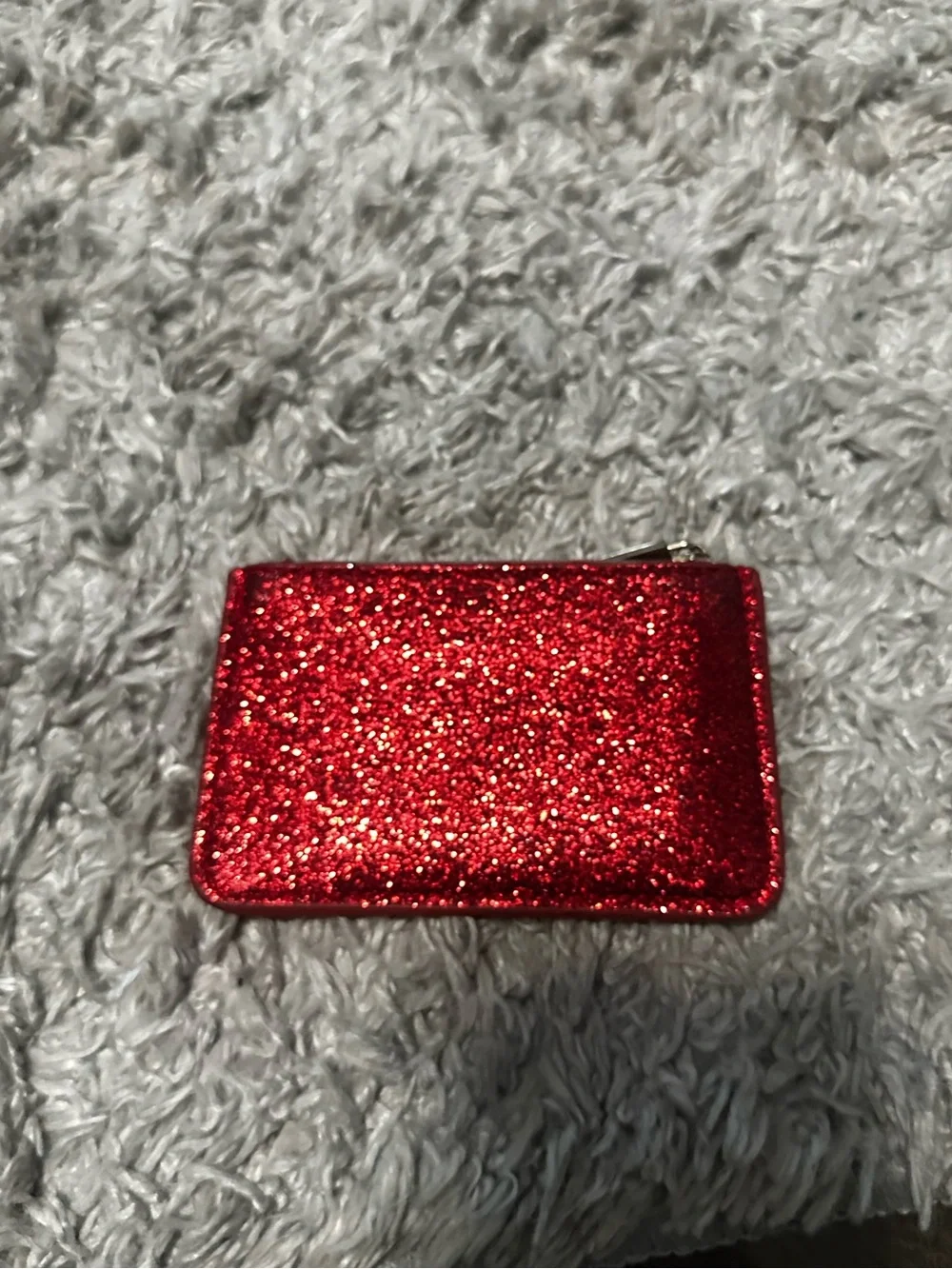 Red Glitter Zip Card Wallet - jimmy choo